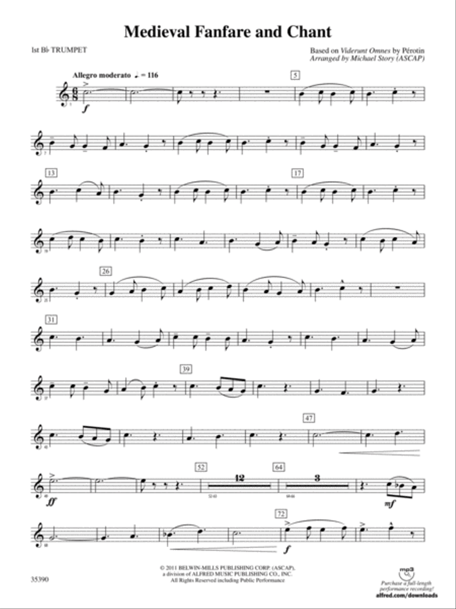 Medieval Fanfare and Chant: 1st B-flat Trumpet Concert Band scores gallery preview page 1