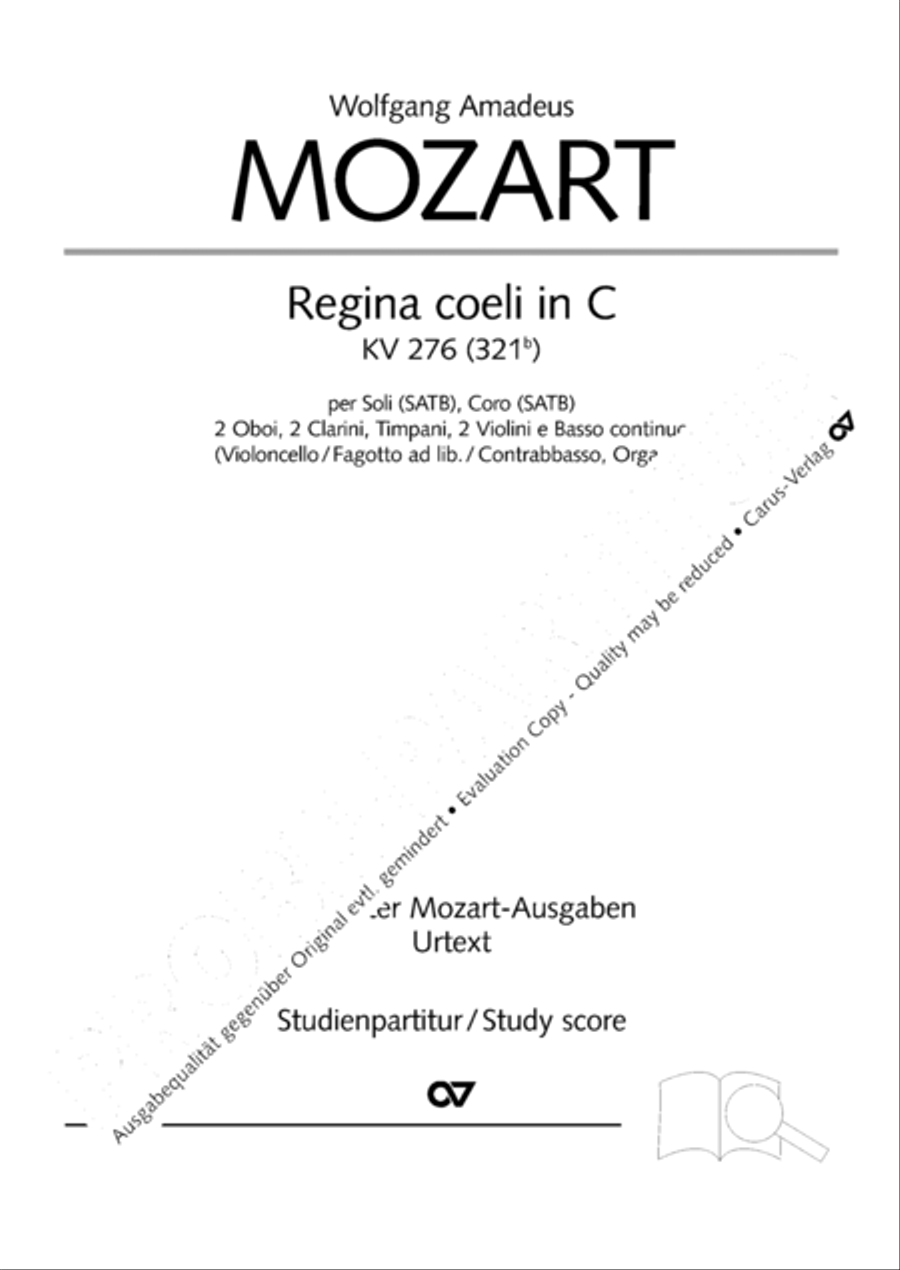 Regina coeli in B-Flat Major, K. 127 4-Part scores gallery preview page 106