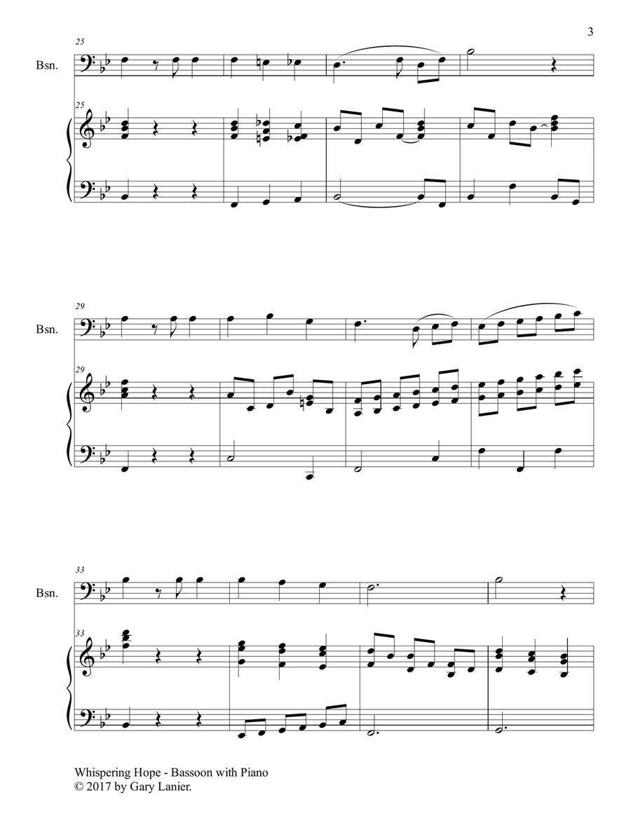 WHISPERING HOPE (Duet – Bassoon & Piano with Score/Part) Bassoon Solo scores gallery preview page 4