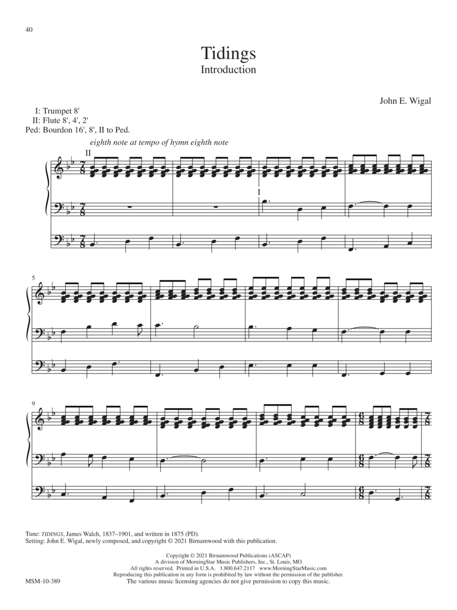 Tidings (Downloadable Introduction and Alternate Harmonization)