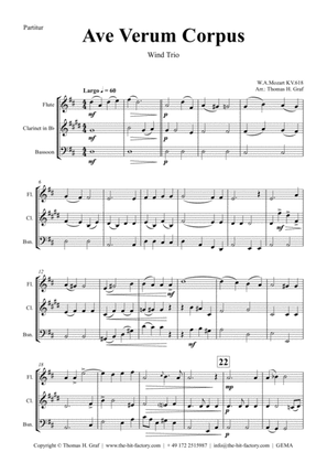 Book cover for Ave Verum Corpus - W.A. Mozart - Wind Trio