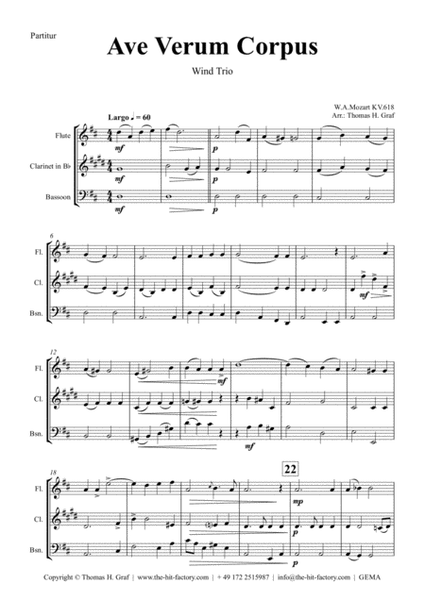 Ave Verum Corpus - W.A. Mozart - Wind Trio