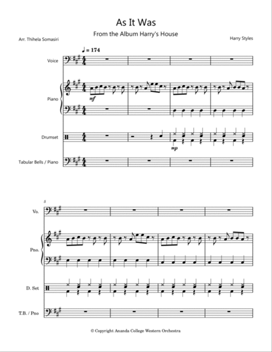 As It Was Voice scores gallery preview page 2