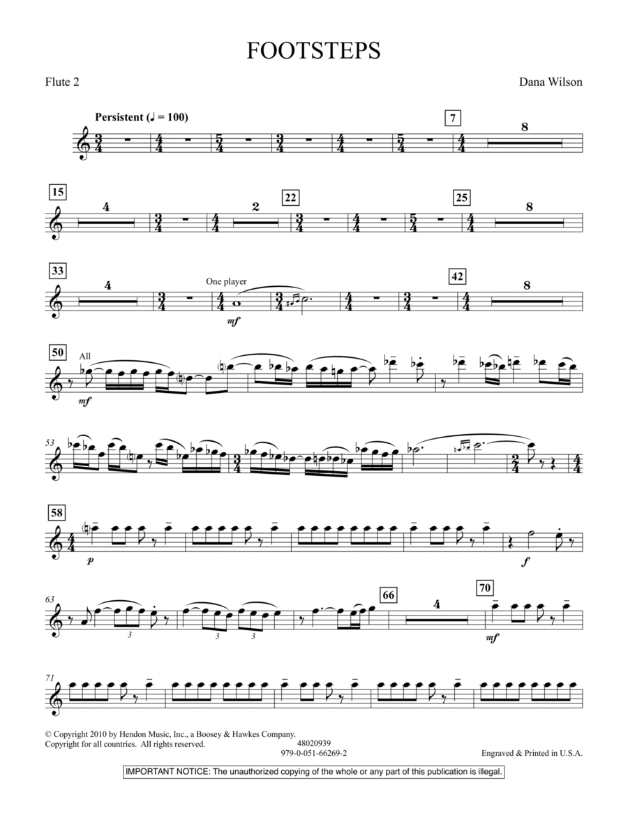 Footsteps - Flute 2 Flute scores gallery preview page 1