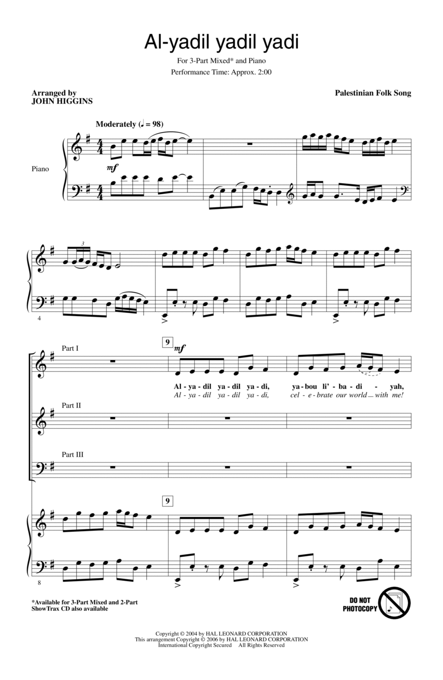 Al-Yadil Yadil Yadi 3-Part scores gallery preview page 1