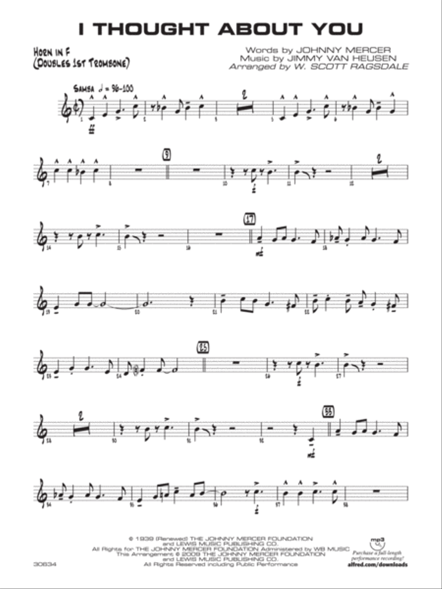 I Thought About You: 1st F Horn Jazz Ensemble scores gallery preview page 1