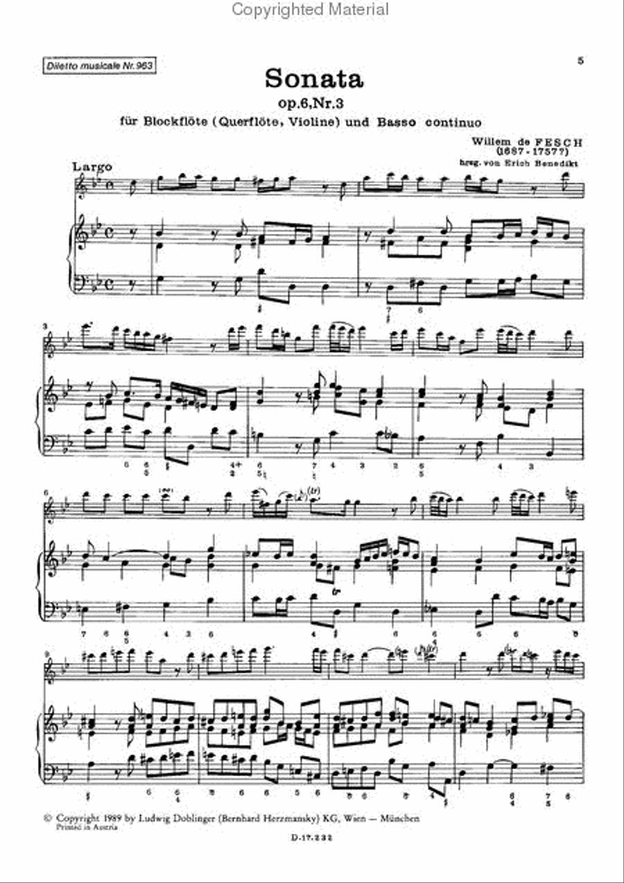 6 Sonaten op. 6 / 3 g-moll Flute scores gallery preview page 2