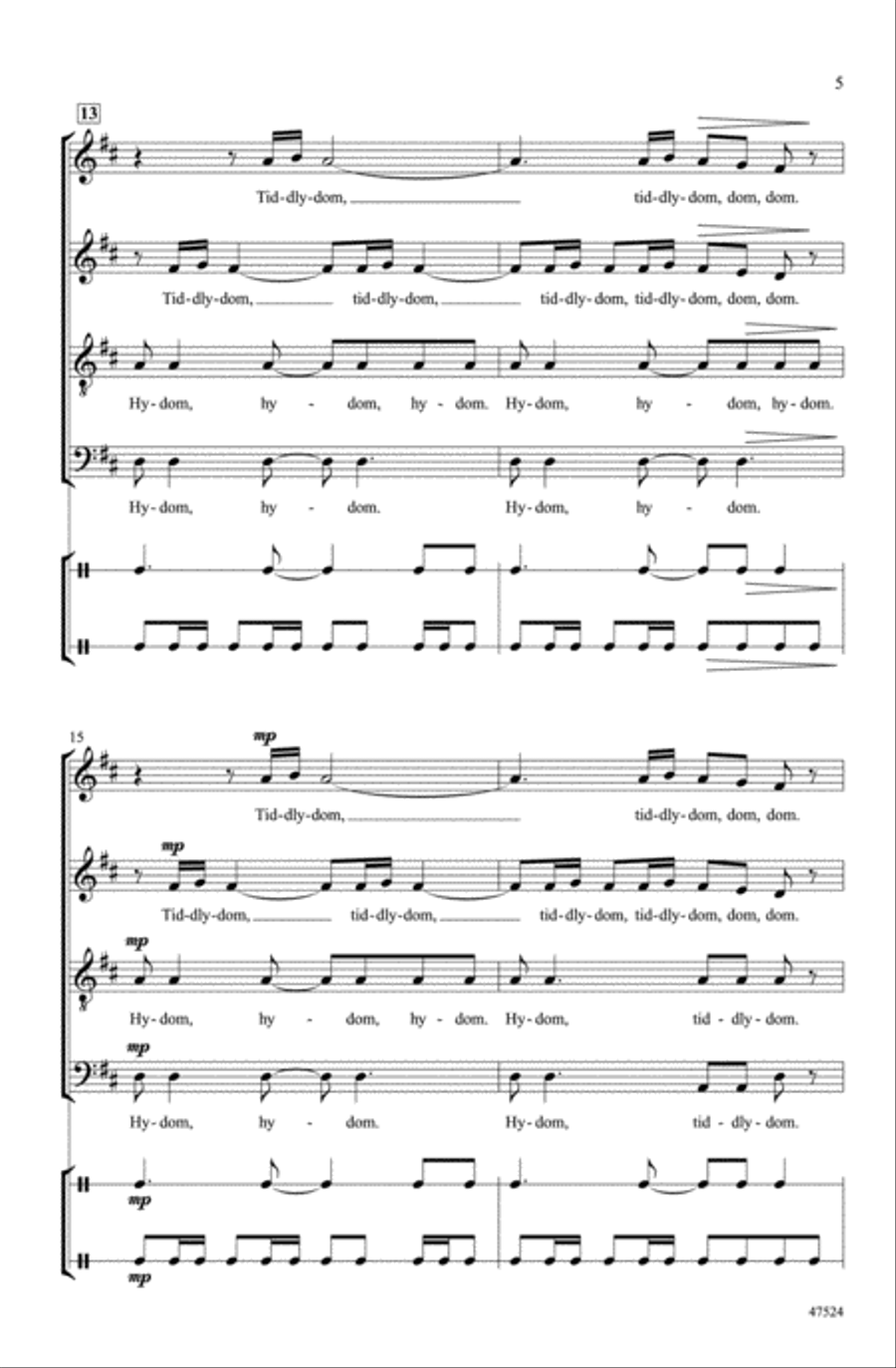 Hydom, Tiddlydom Choir scores gallery preview page 4