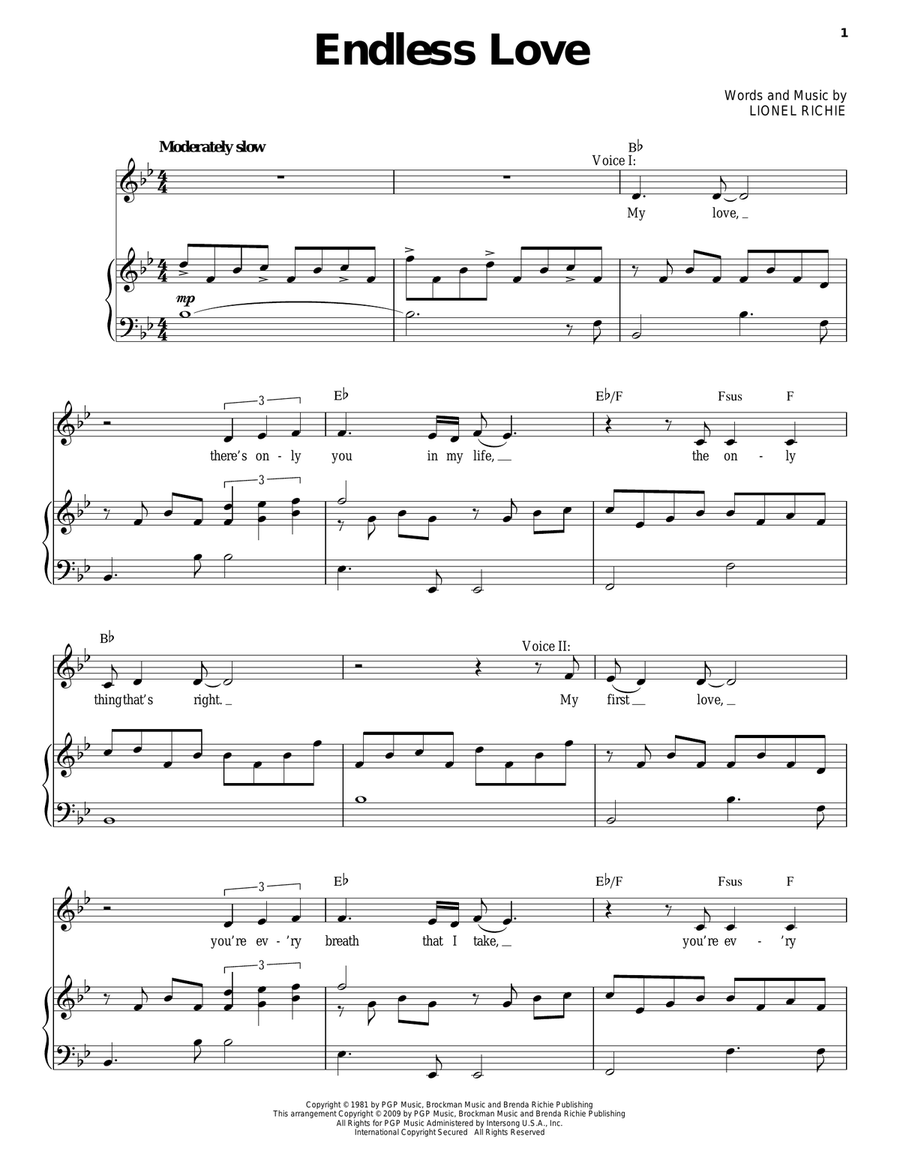 Endless Love Endless Love Vocal Duet scores gallery preview page 1