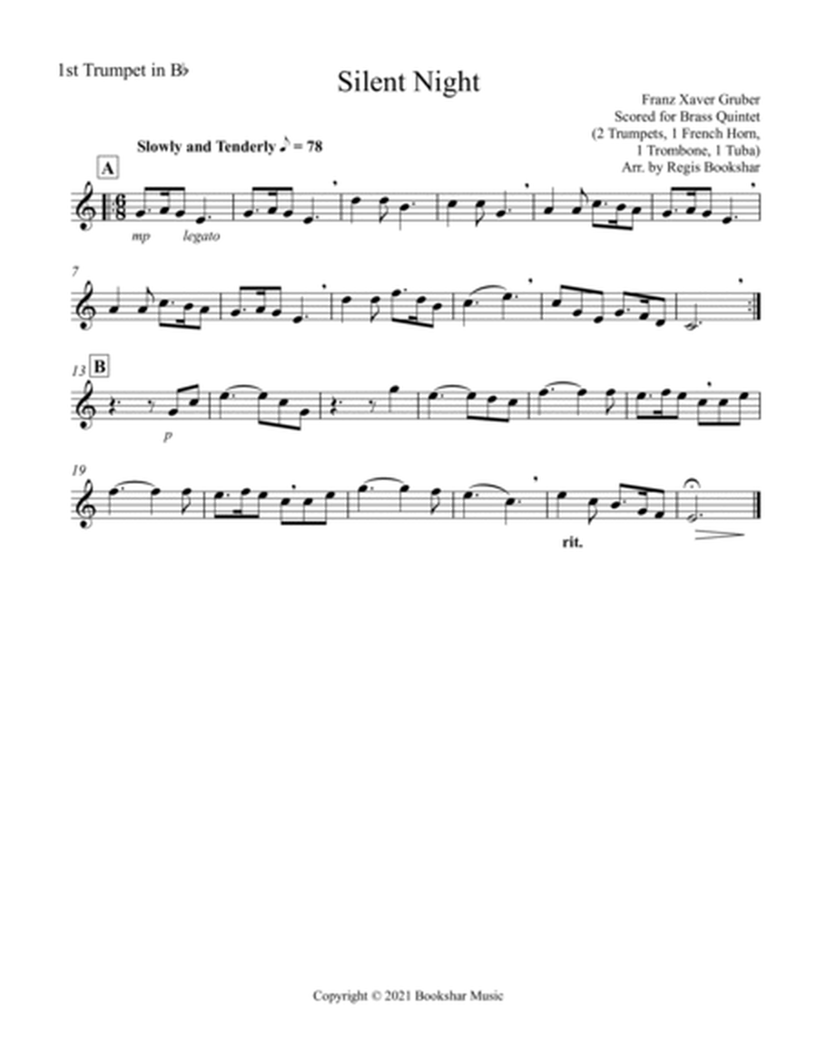 Silent Night (Bb) (Brass Quintet - 2 Trp, 1 Hrn, 1 Trb, 1 Tuba)