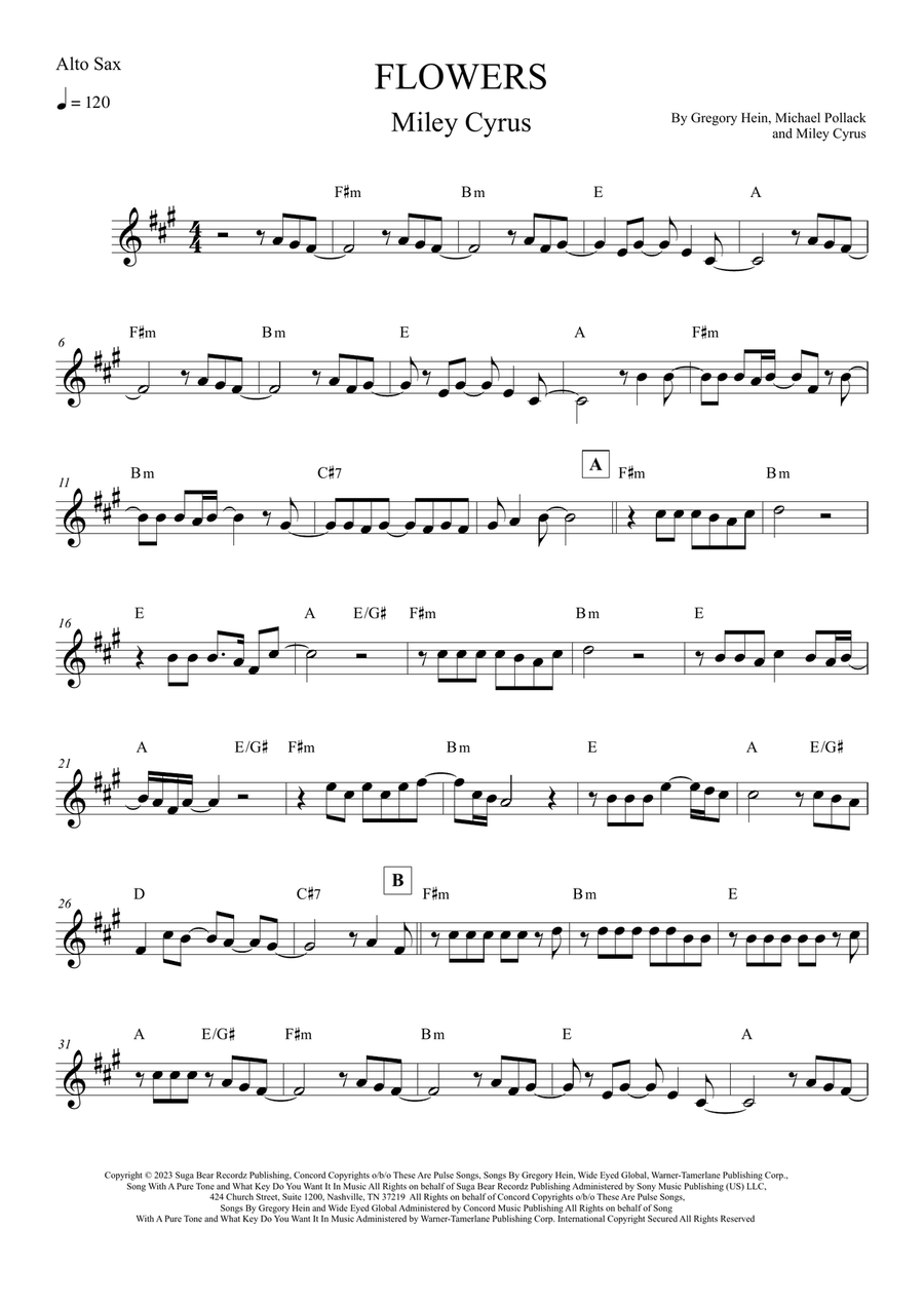Flowers Alto Saxophone scores gallery preview page 1