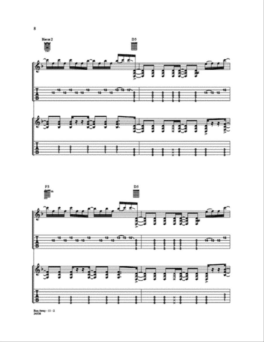 Run Away Electric Guitar scores gallery preview page 2