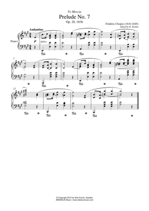 Book cover for Prelude op. 28, no. 7 for piano solo
