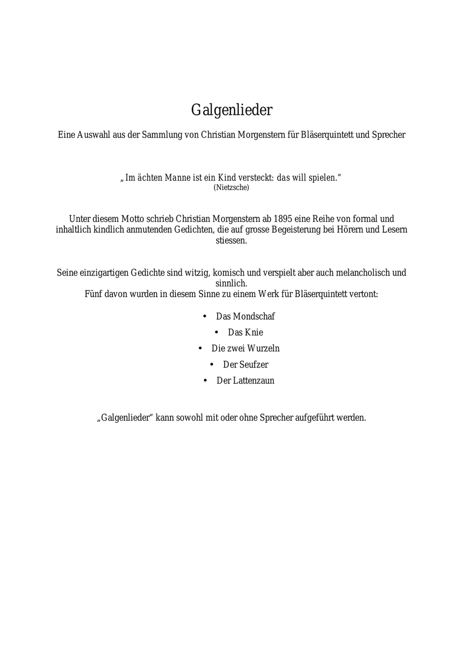Galgenlieder / Gallow Songs Woodwind Quintet scores gallery preview page 2