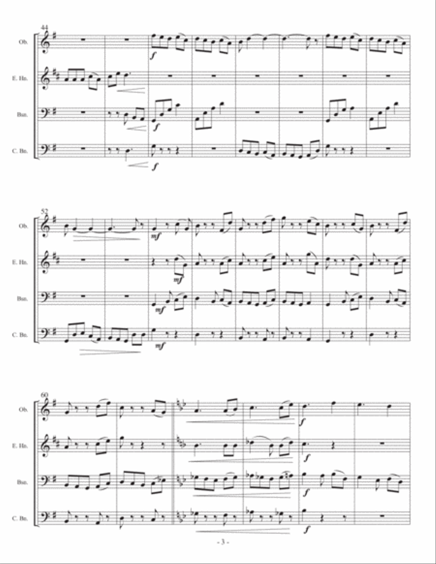 3 Latin Dances for double reed quartet Woodwind Ensemble scores gallery preview page 3
