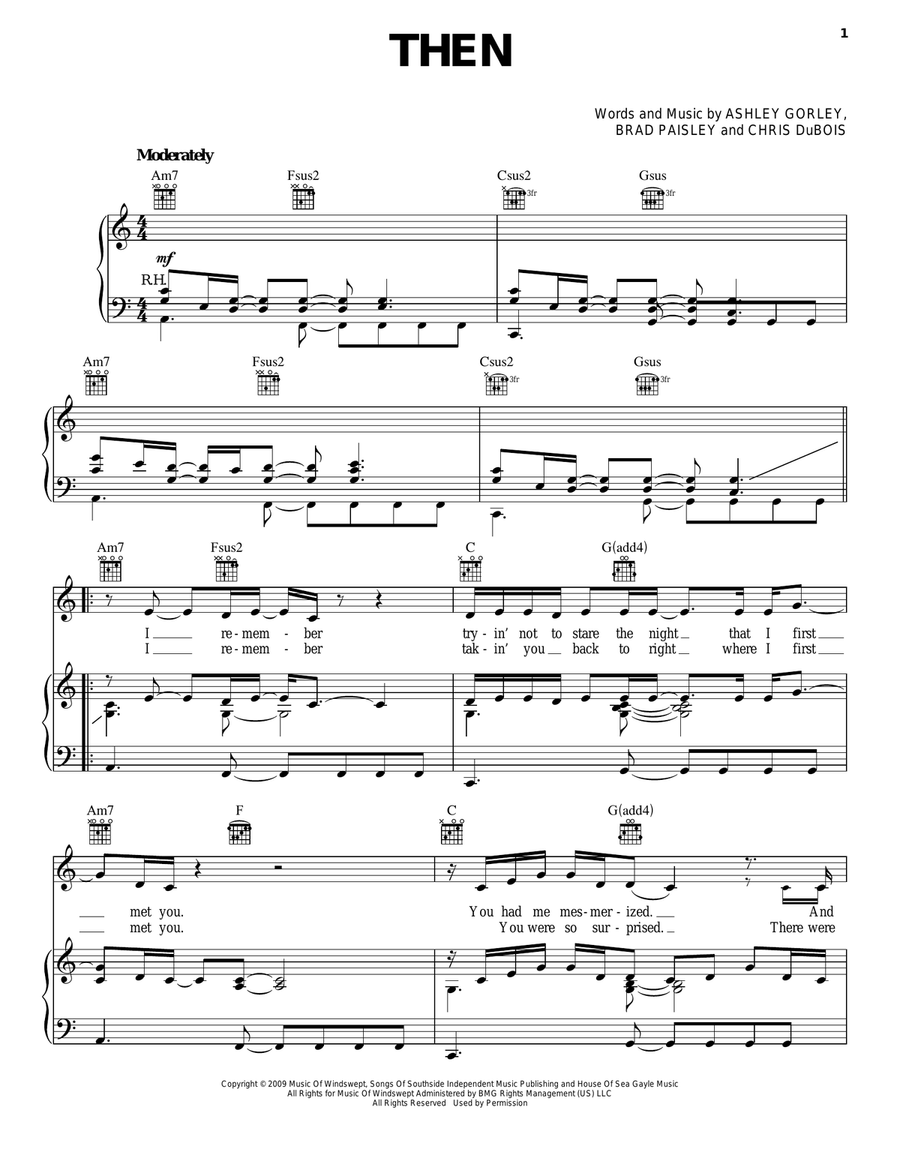 Then Piano, Vocal, Guitar scores gallery preview page 1