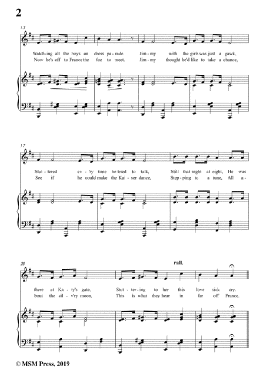Geoffrey O'Hara-K-K-K-Katy,in D Major,for Voice and Piano Voice Solo scores gallery preview page 4