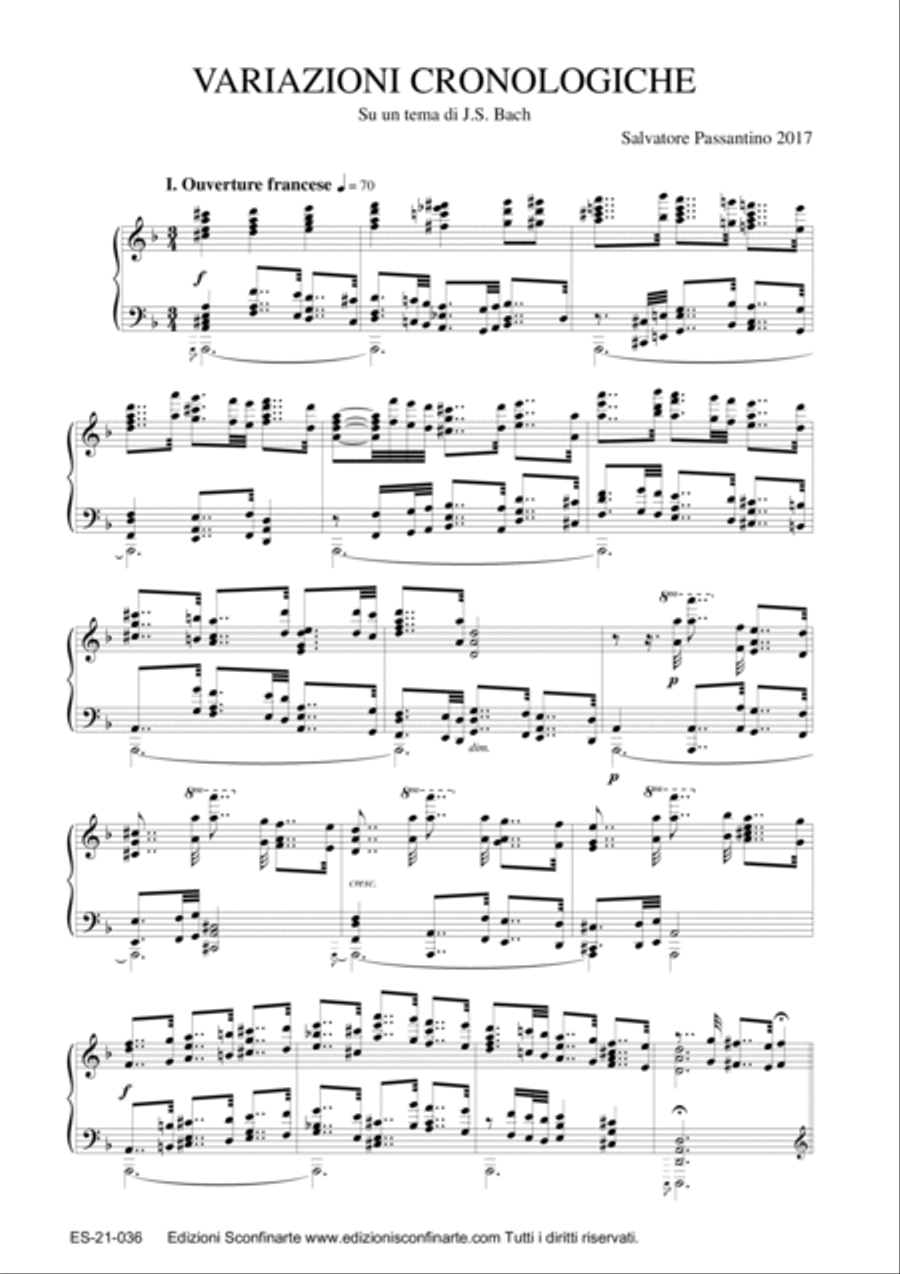 Salvatore Passantino: VARIAZIONI CRONOLOGICHE SU UN TEMA DI J. S. BACH (ES-21-036) Piano Solo scores gallery preview page 3