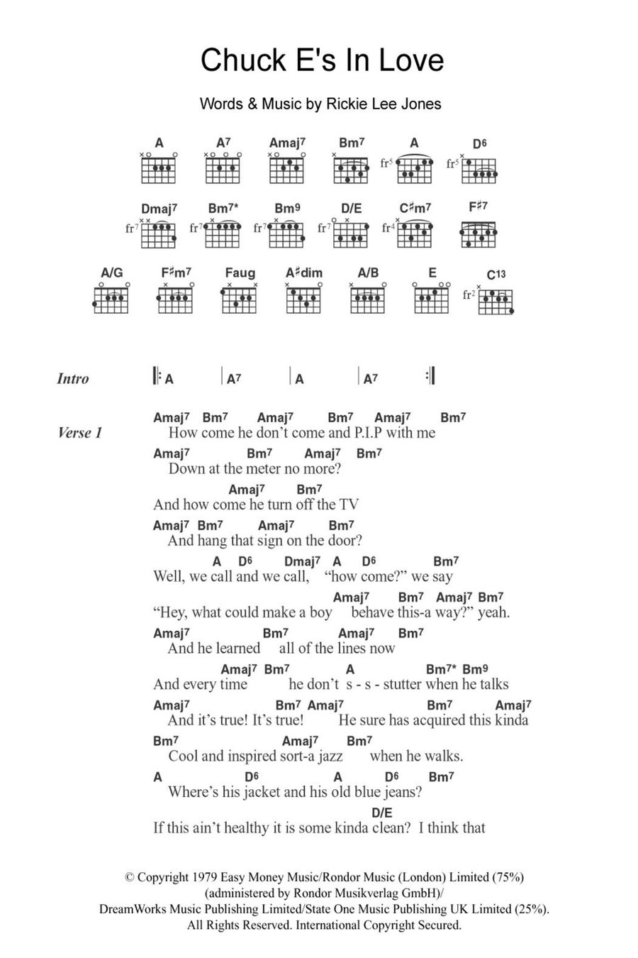 Chuck E's In Love Acoustic Guitar scores gallery preview page 1