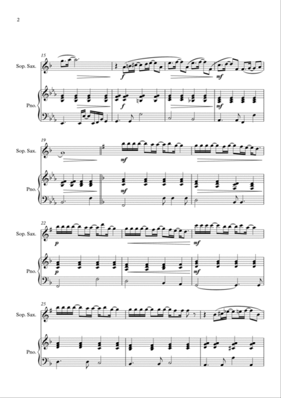 Vivo Per Lei Soprano Saxophone scores gallery preview page 2