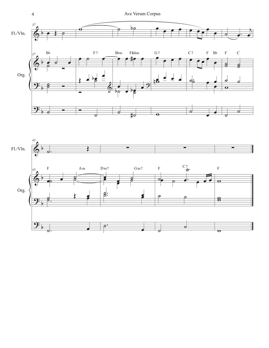 Ave Verum Corpus (Flute or Violin solo - Organ Accompaniment) Flute scores gallery preview page 4