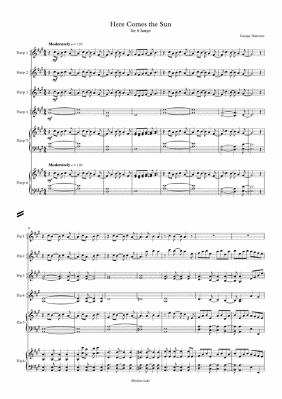 Here Comes The Sun Harp scores gallery preview page 1