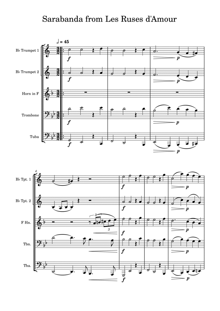 Sarabanda from Les Ruses d'Amour – Alexander Glazunov - Brass Quintet Brass Quintet scores gallery preview page 1