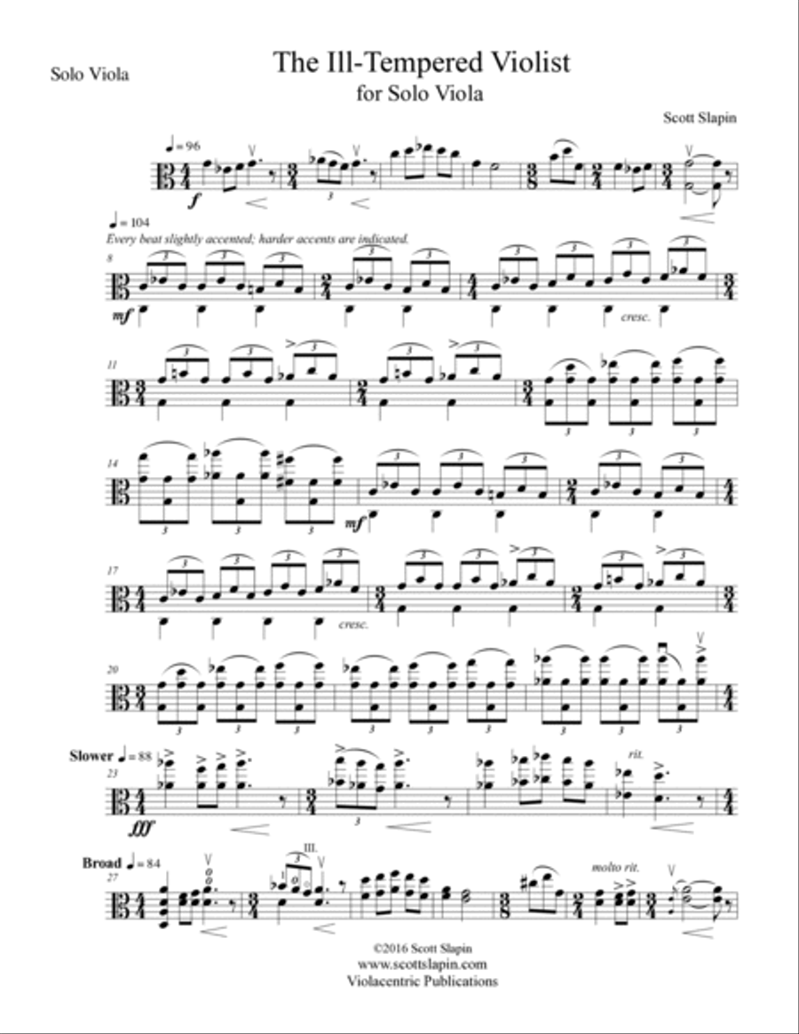 Twelve Character Pieces for Solo Viola and Sonata for Unaccompanied Viola Viola Solo scores gallery preview page 6