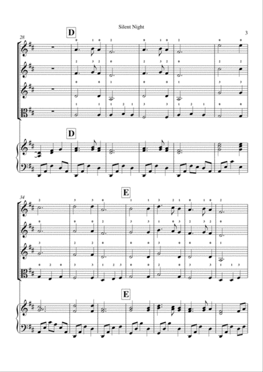 Silent Night-Beginning Violin Ensemble (optional Viola) String Duet scores gallery preview page 4
