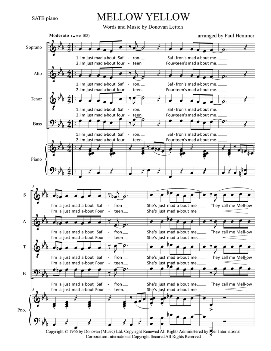 Mellow Yellow 4-Part scores gallery preview page 1