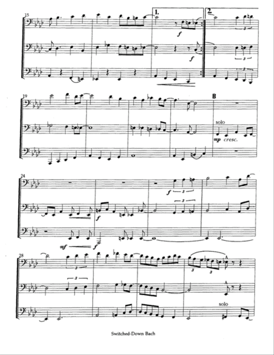 Switched Down Bach Brass Trio scores gallery preview page 3