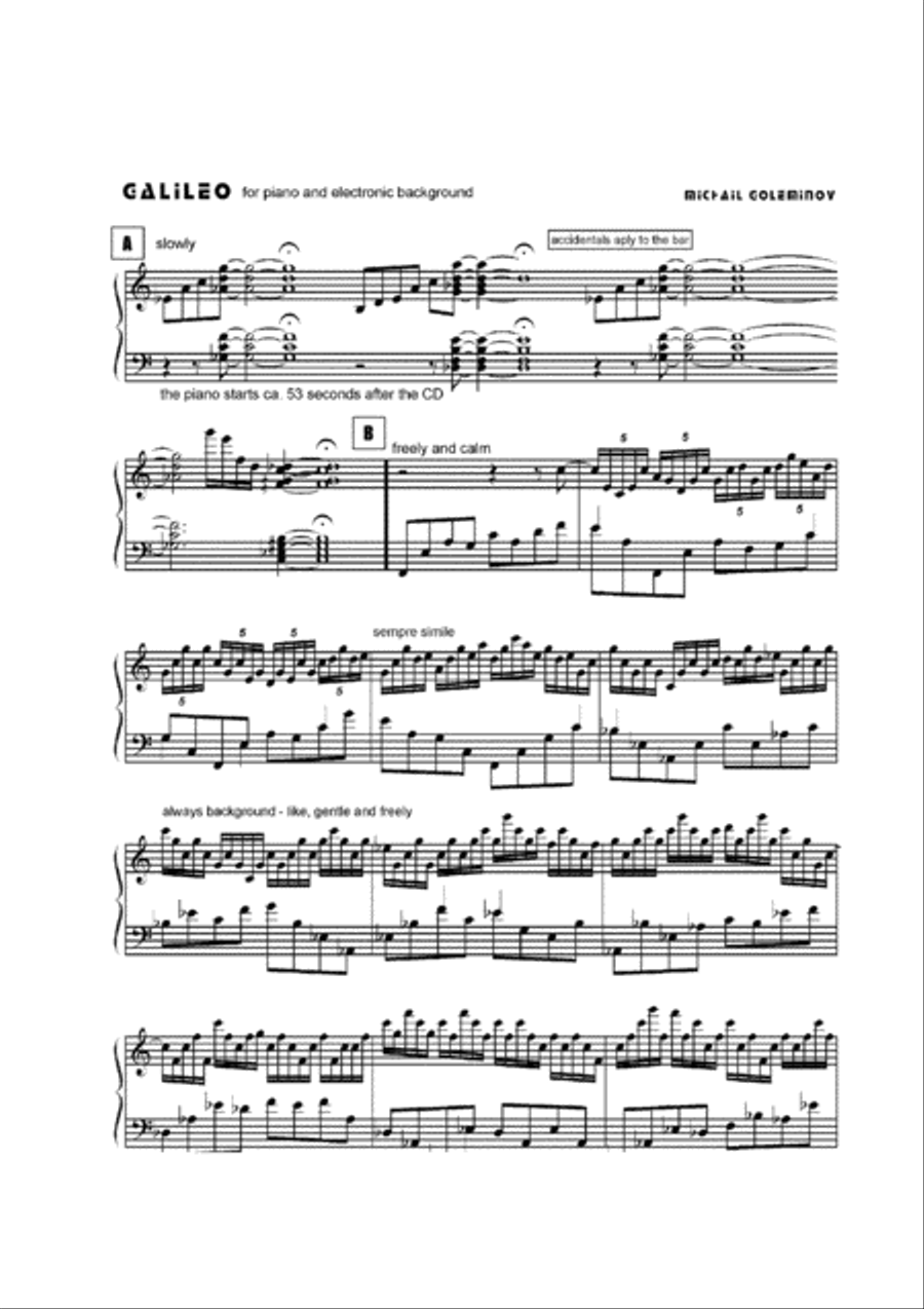GALILEO for piano and electronics Piano Solo scores gallery preview page 2