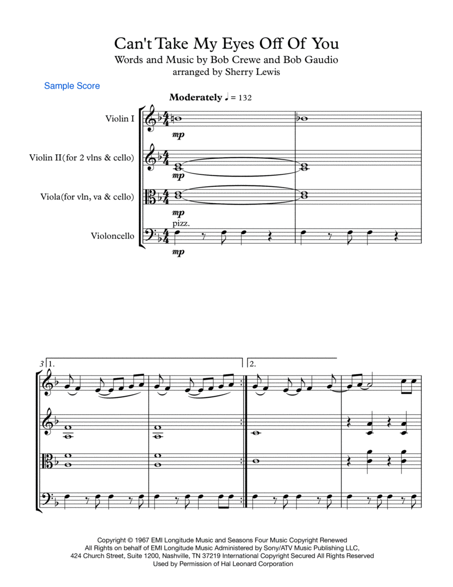 Can't Take My Eyes Off Of You String Trio scores gallery preview page 1