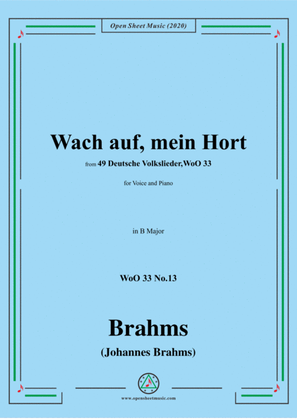 Brahms-Wach auf,mein Hort,WoO 33 No.13,in B Major,for Voice and Piano