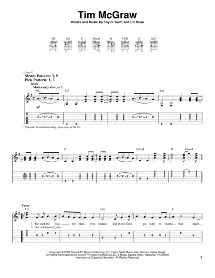 Tim McGraw Acoustic Guitar scores gallery preview page 1