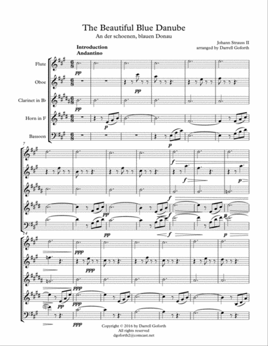 The Beautiful Blue Danube The Beautiful Blue Danube Woodwind Quintet scores gallery preview page 2