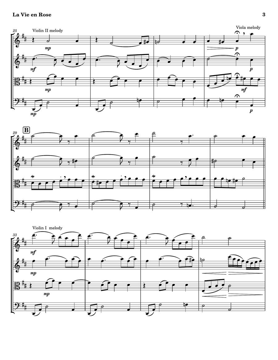 La Vie En Rose String Quartet scores gallery preview page 3