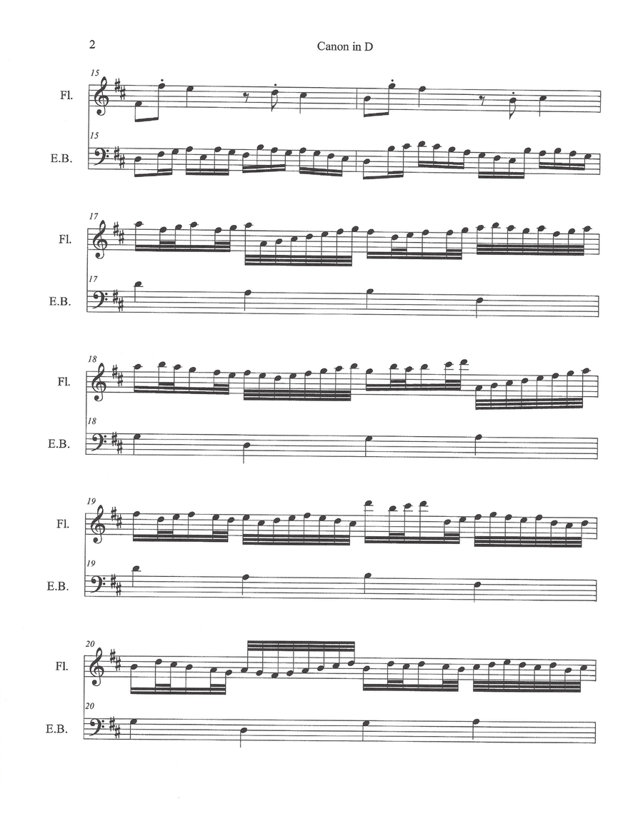 Cannon in D (Flute and Bass) Flute scores gallery preview page 3