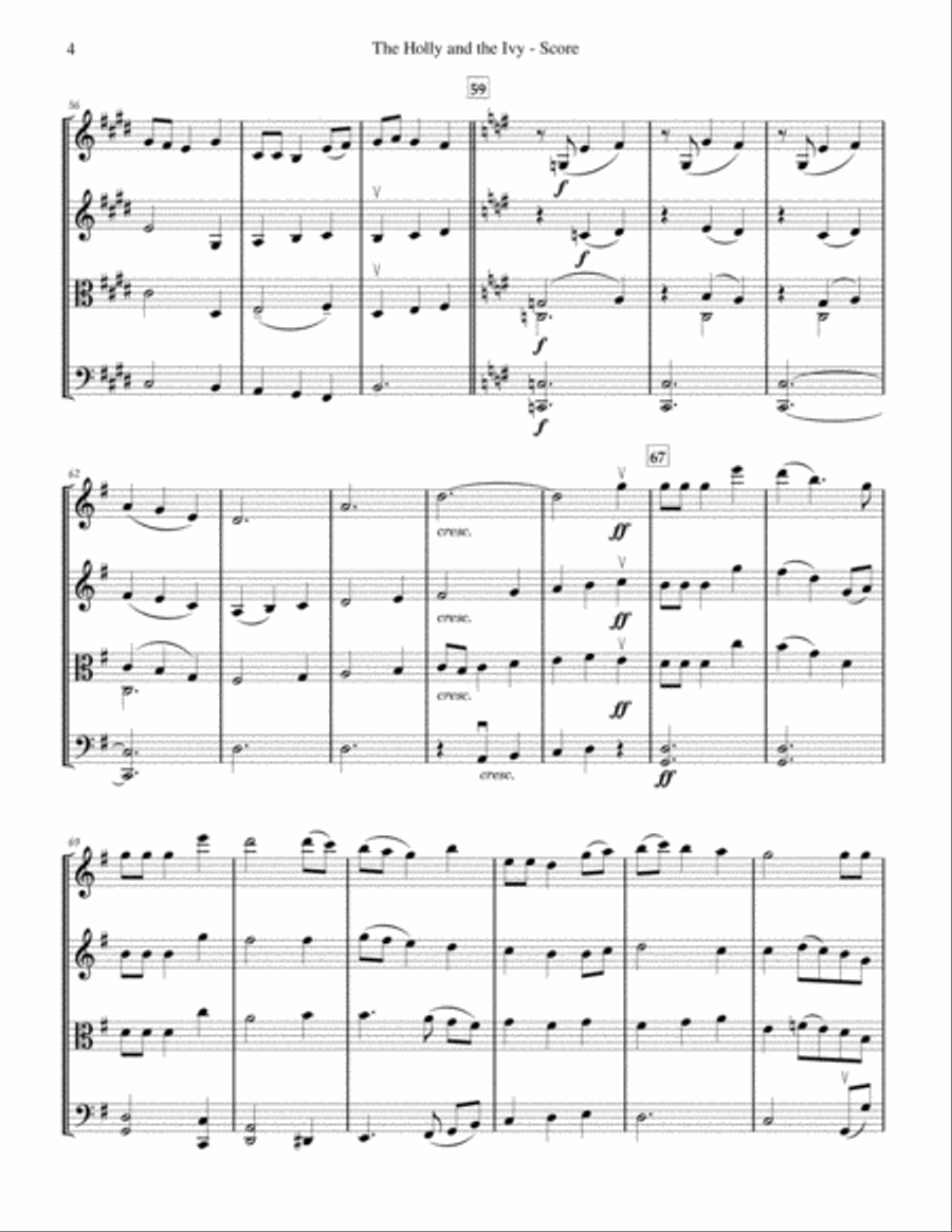 The Holly and the Ivy (string quartet) String Quartet scores gallery preview page 4