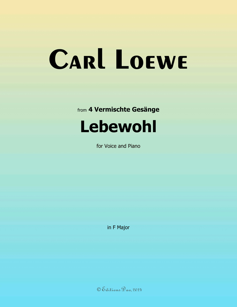 Lebewohl, by Carl Loewe, in F Major Piano, Vocal scores gallery preview page 1