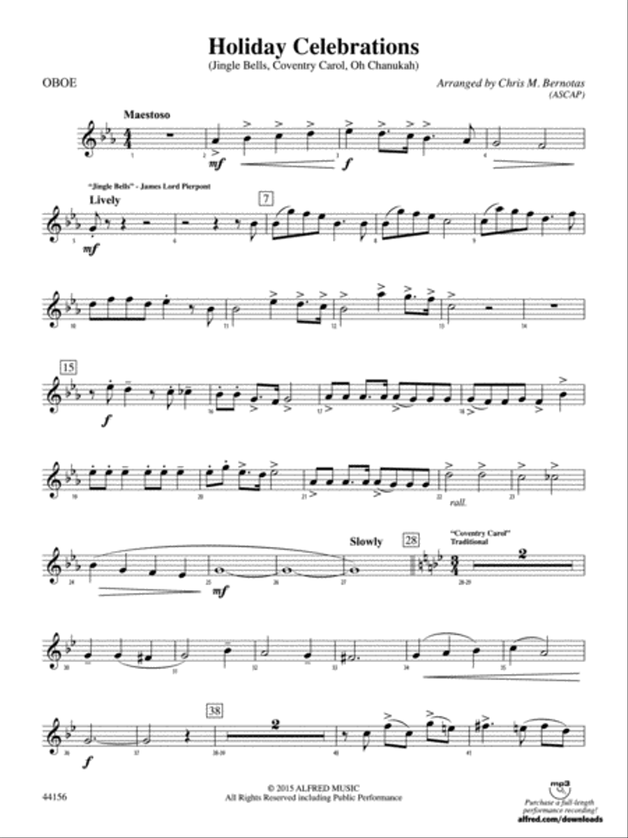 Holiday Celebrations: Oboe Concert Band scores gallery preview page 1