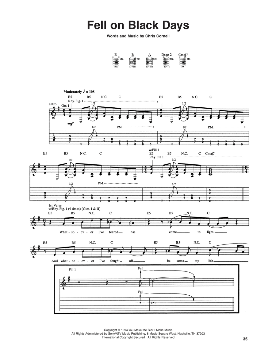 Fell On Black Days Acoustic Guitar scores gallery preview page 1