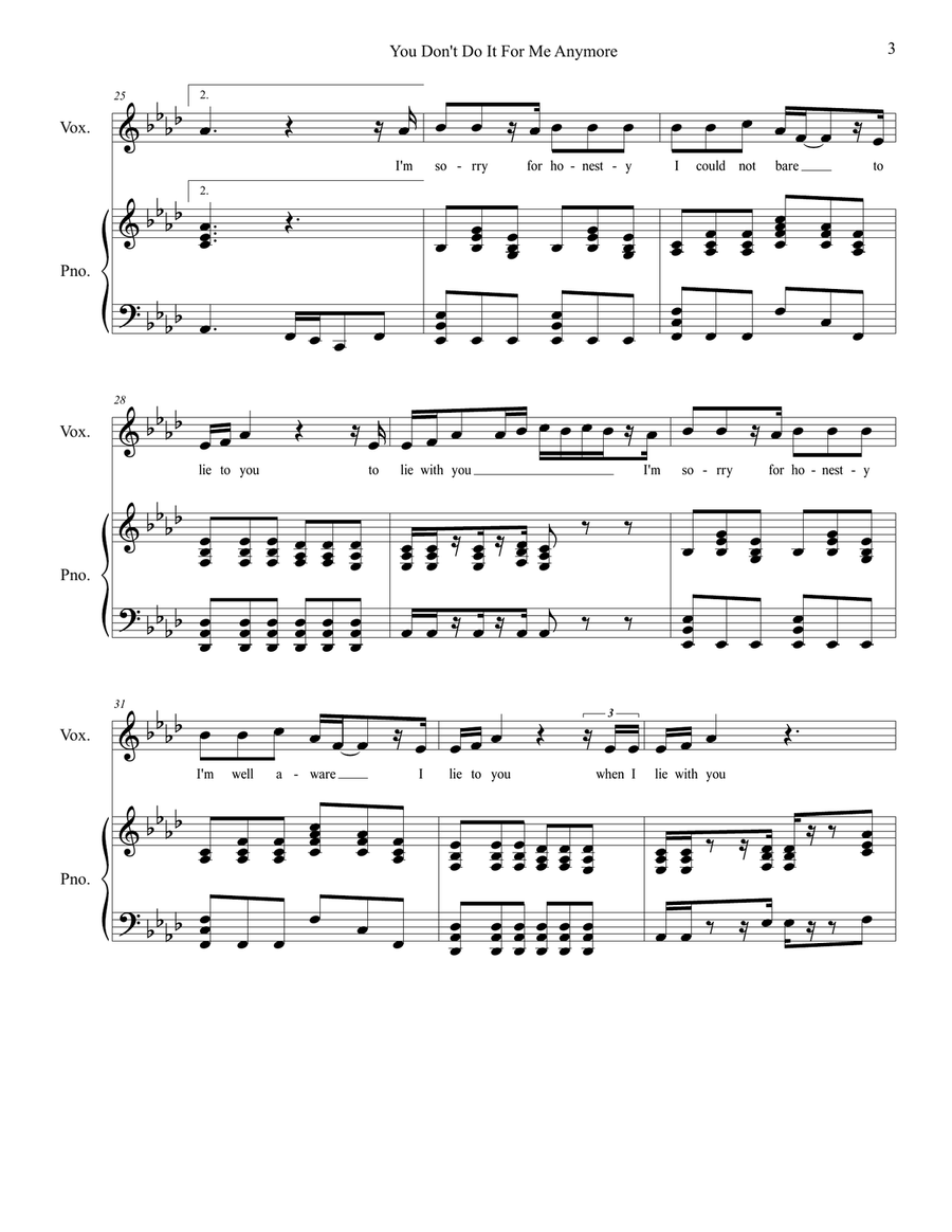 You Don't Do It For Me Anymore Piano, Vocal scores gallery preview page 3