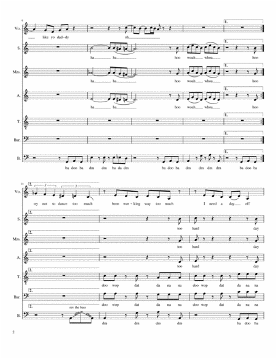 Dance Like Yo Daddy 4-Part scores gallery preview page 2
