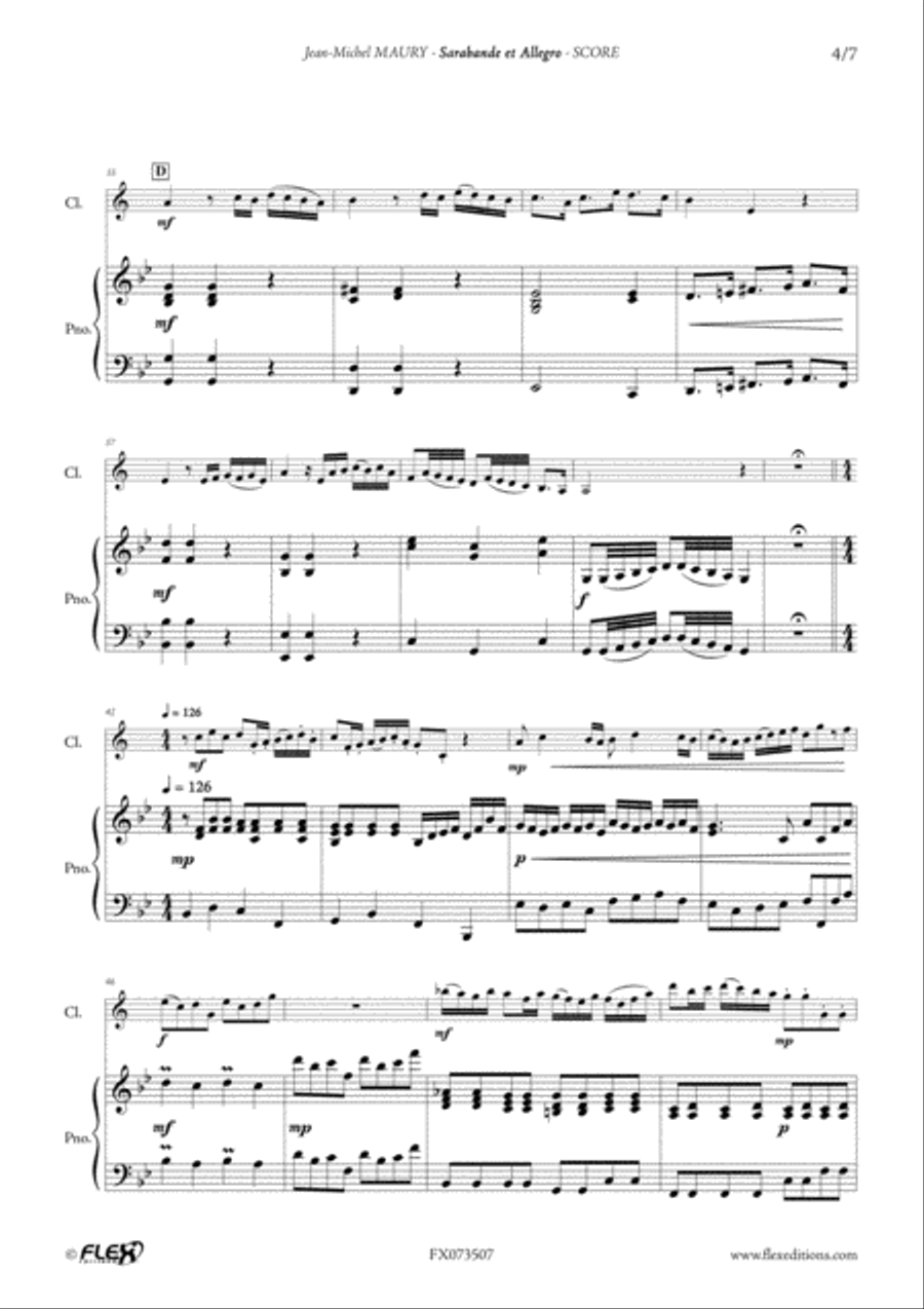 Sarabande et Allegro B-Flat Clarinet scores gallery preview page 4