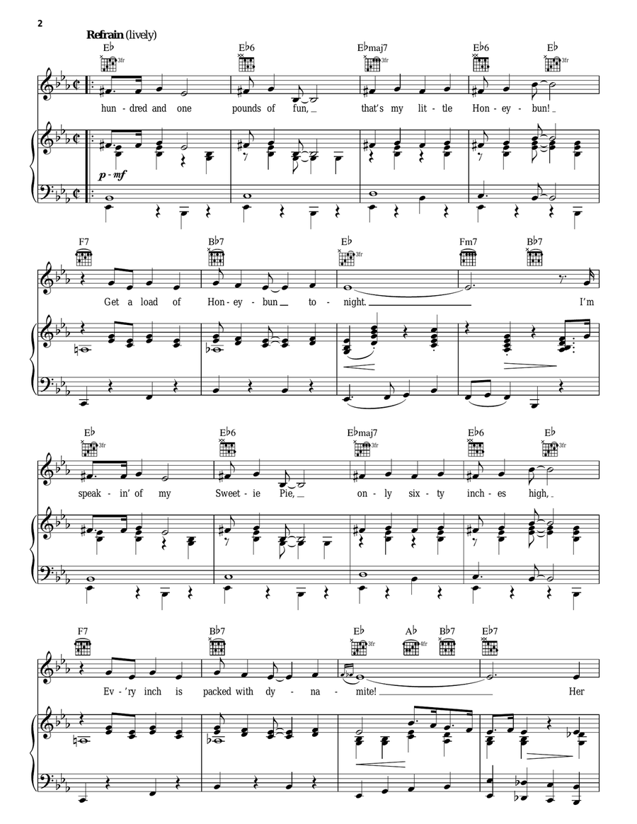 Honey Bun Honey Bun Piano, Vocal, Guitar scores gallery preview page 2