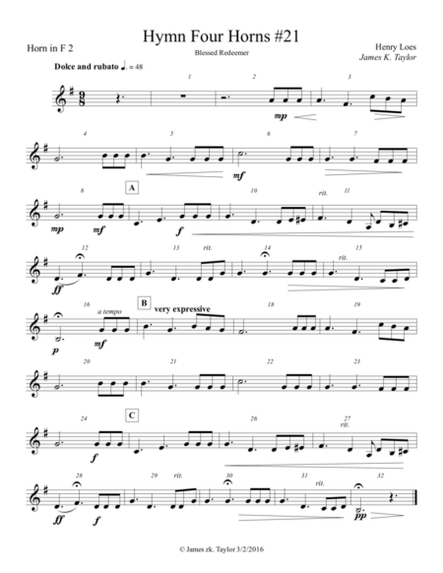 BLESSED REDEEMER (Horn Quartet #21) image number null