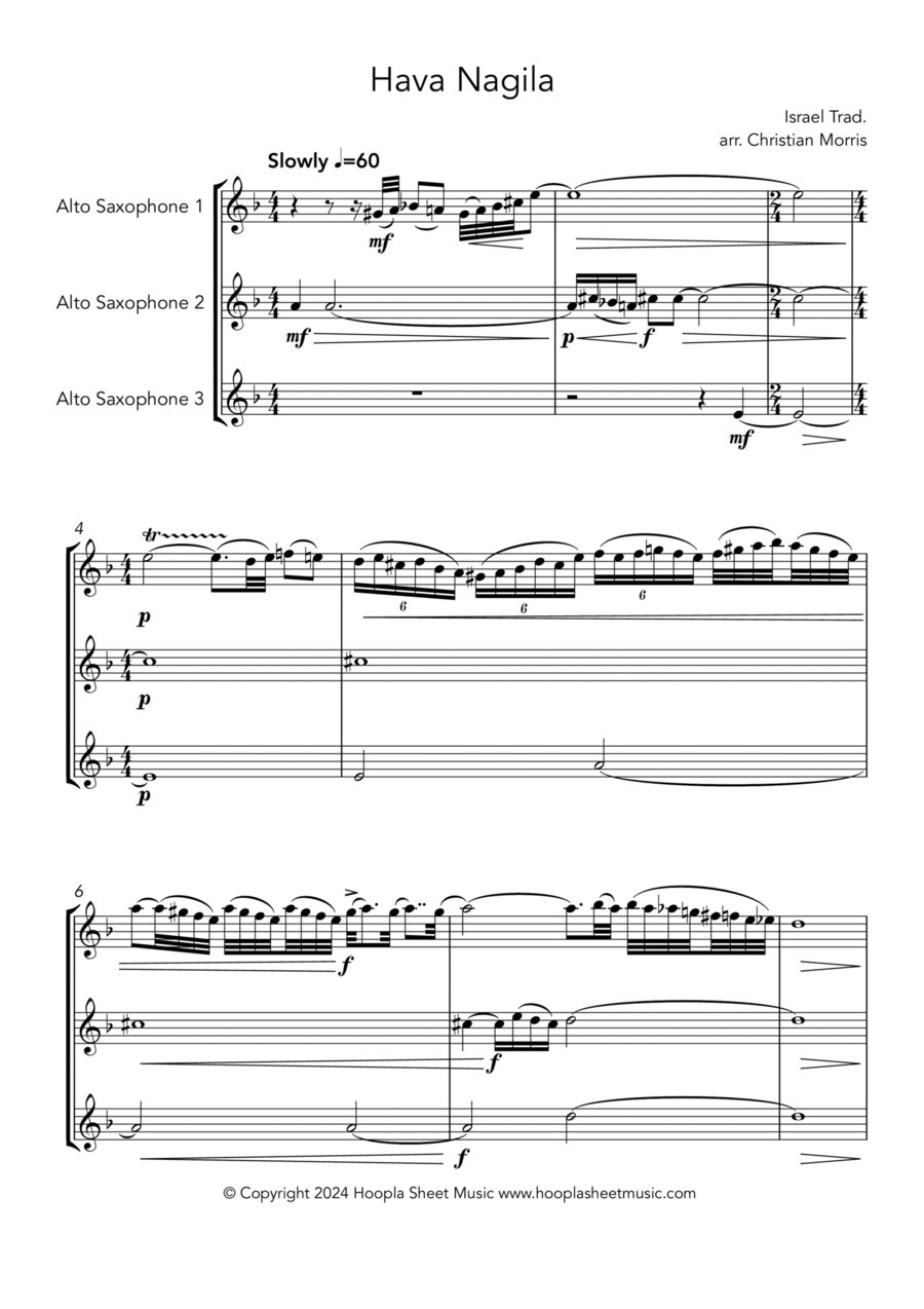 Hava Nagila Woodwind Trio scores gallery preview page 1