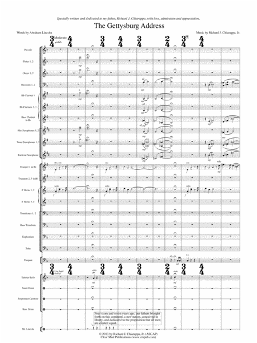 The Gettysburg Address w. Narrator Full Orchestra scores gallery preview page 2