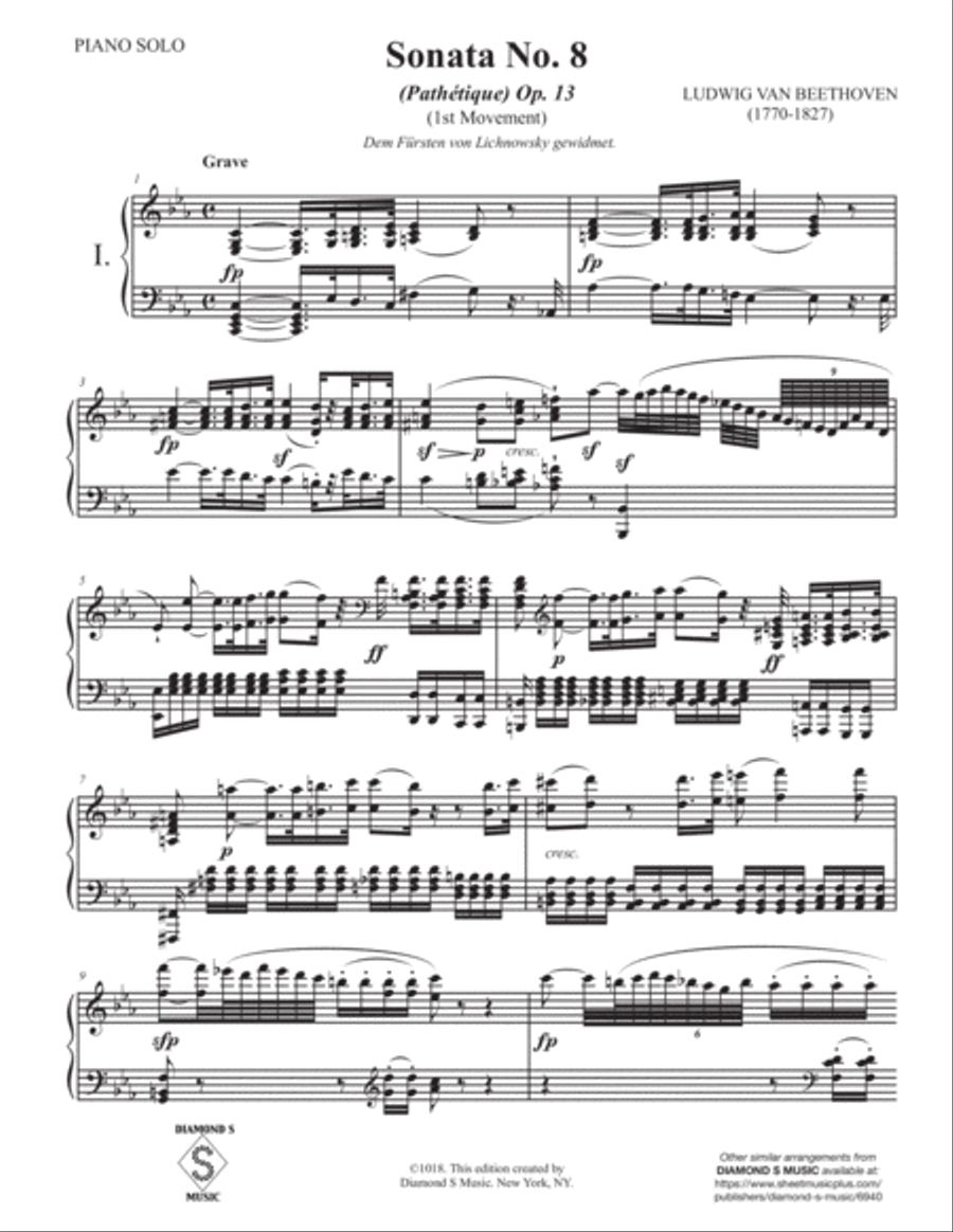 Piano Sonata No. 8 in C minor, Op. 13. 
